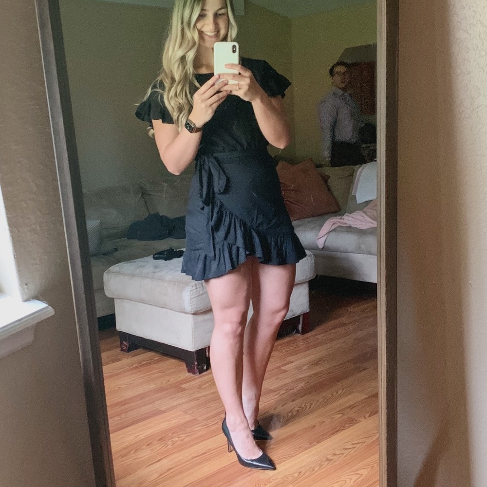 VICI Etophe Studios Black Ruffle Wrap Dress